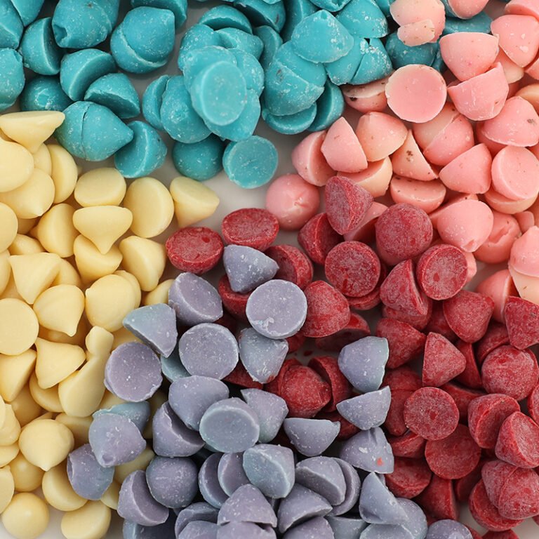 Coloured and white compound chocolate drops