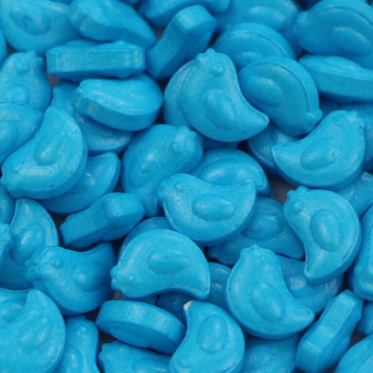 Blue chick shaped pressed candy for Easter decorating