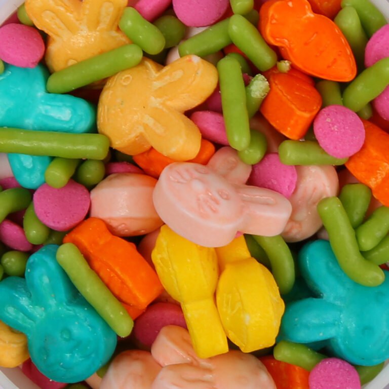 Bunny and carrot Easter sprinkles mix in spring colours