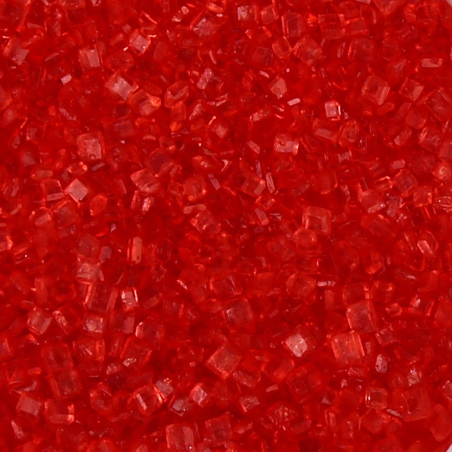 Bright red polished sanding sugar crystals, fine grade, for cookies and cake decoration
