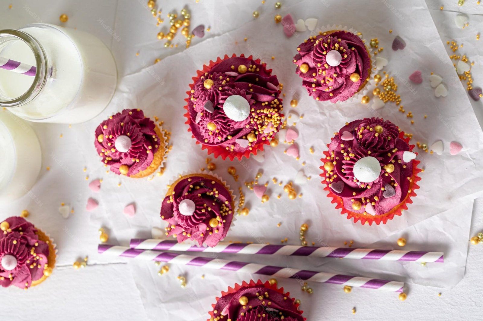 gold sugar pearls for cupcake