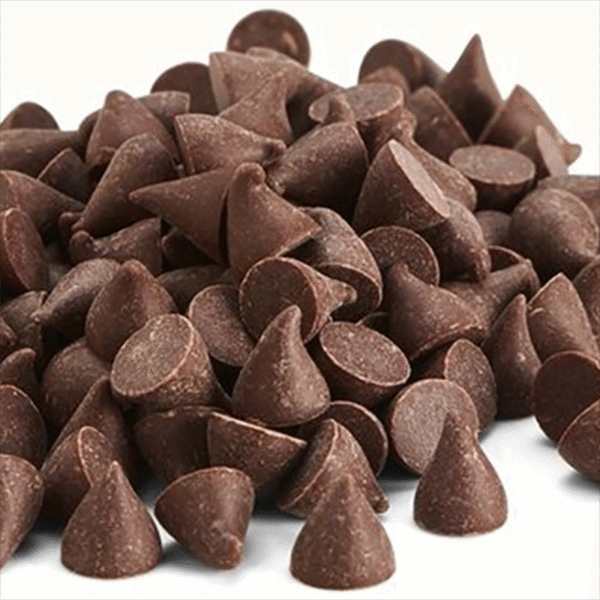 Pile of bake-stable dark chocolate chips