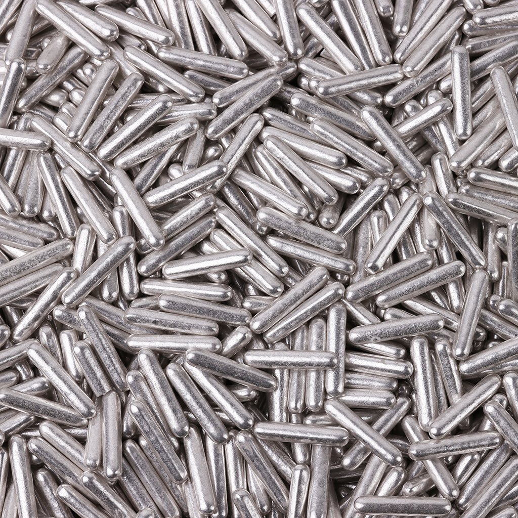 Silver metallic sugar rods with a clean polished finish