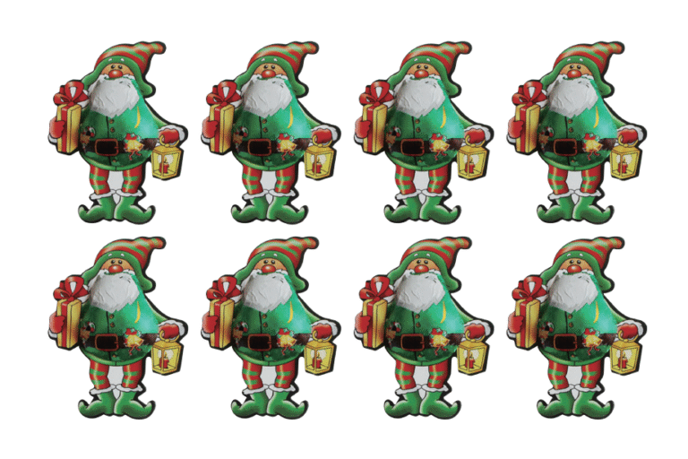 Santa Claus chocolates in red and green printed foil