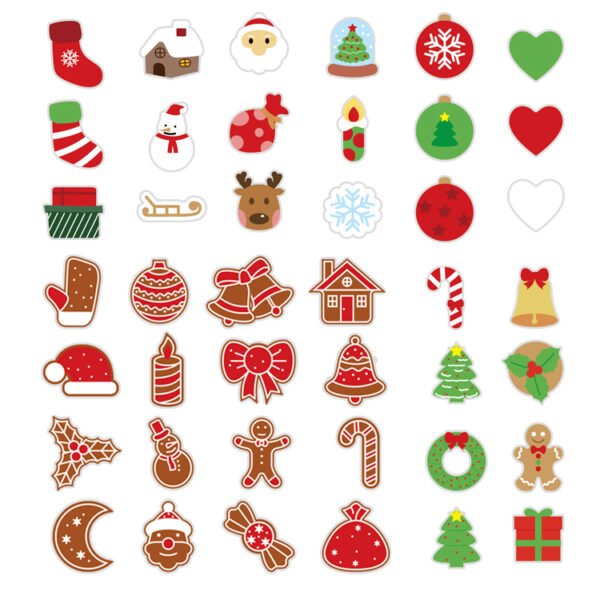 Christmas royal icing decorations: Santa, snowman, stockings, reindeer and gingerbread toppers