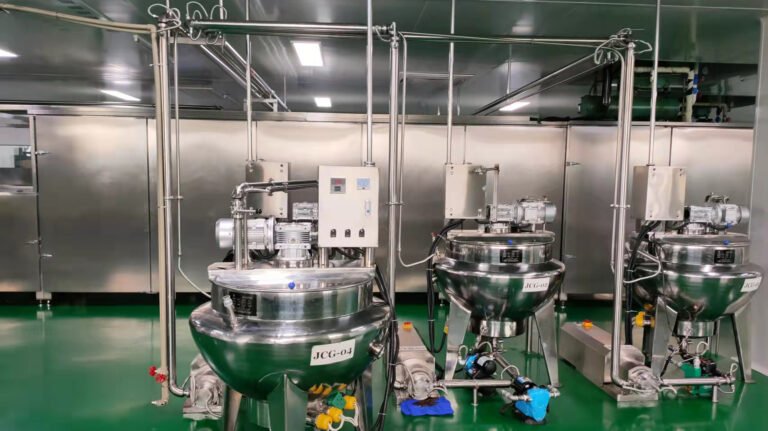 Stainless steel melting tanks in the dedicated allergen-free chocolate workshop