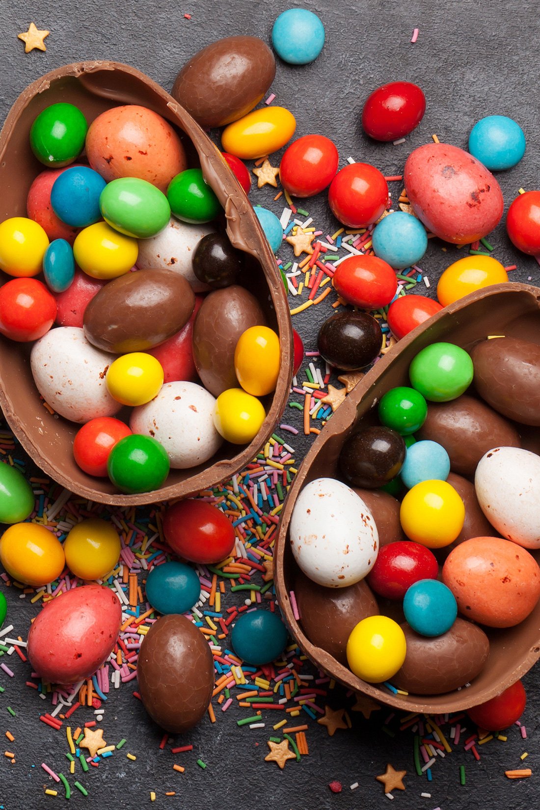 Colourful holiday chocolate eggs
