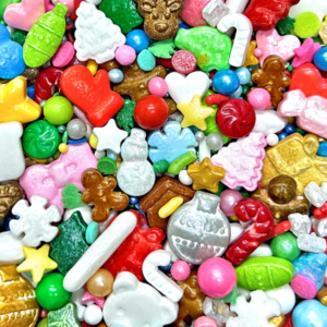 Assorted sprinkle bases including chocolate jimmies, confetti, rods and nonpareils