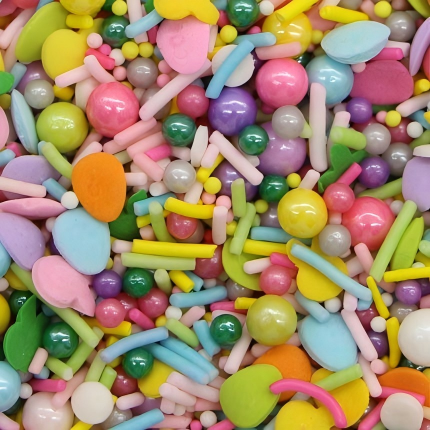 SCN-280PO pastel Easter sprinkle mix with pearls, rods, eggs and carrots