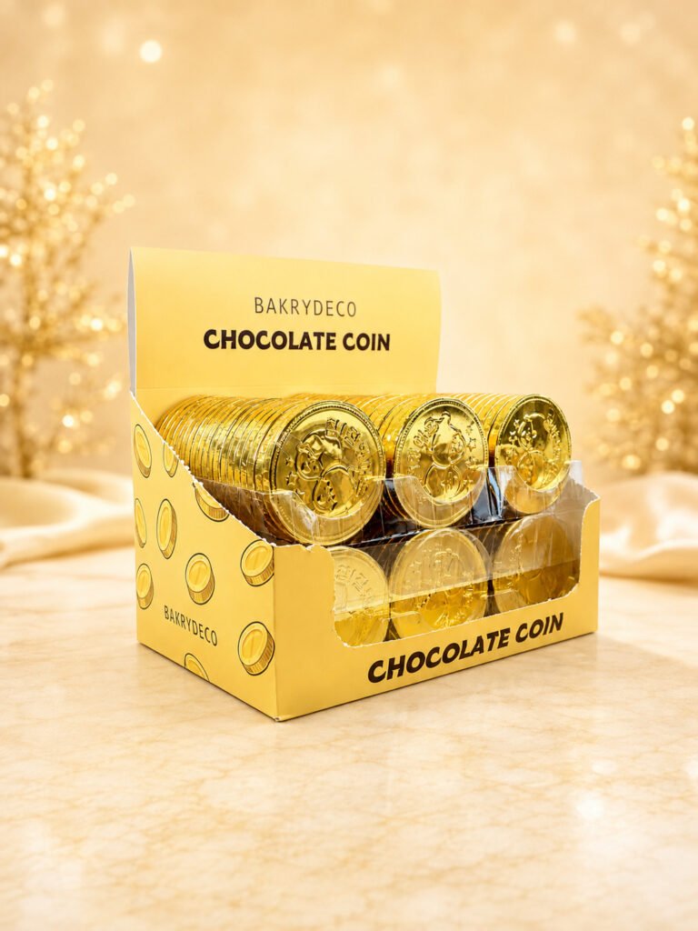 Chocolate coin counter display box for checkout impulse sales
