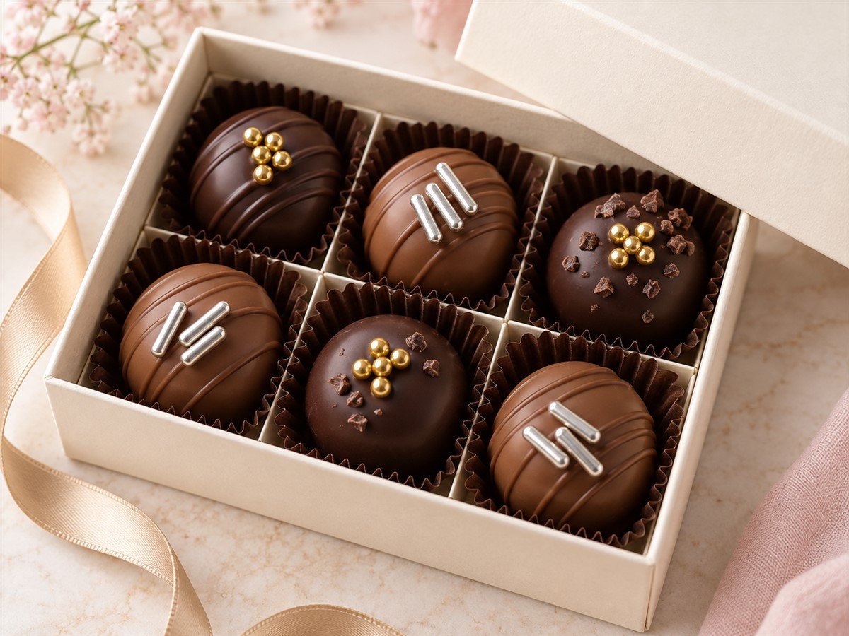 chocolate with metallic sprinkles