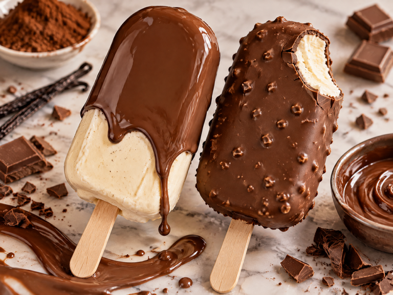 Chocolate-coated ice cream bars