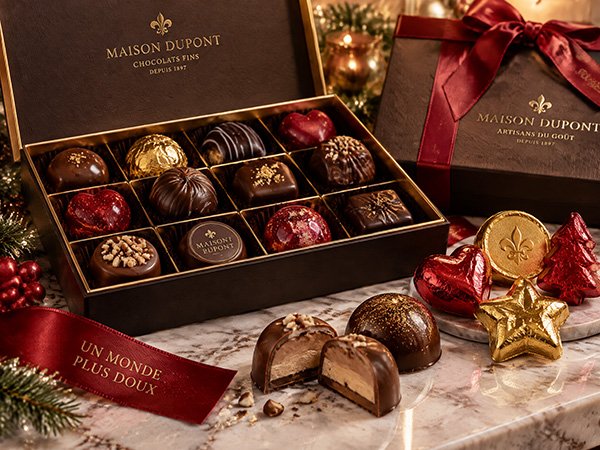 Box of chocolate truffles and pralines
