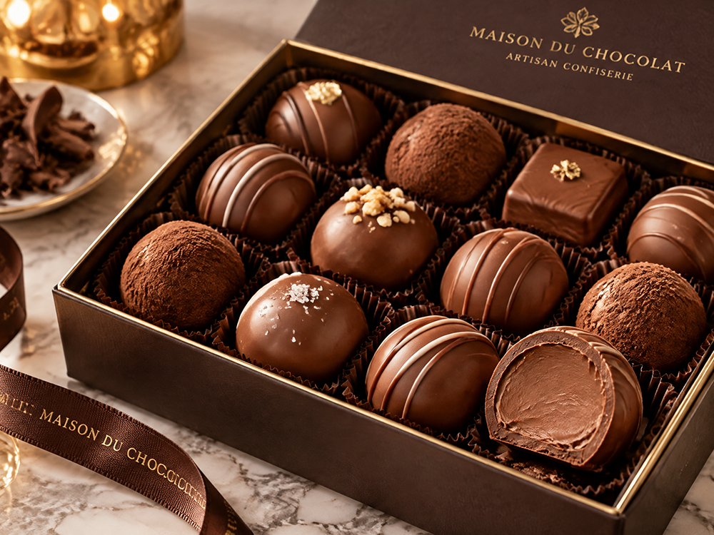 Truffles-Confectionery-Application-chocolate truffles decorated with gold and silver sprinkles