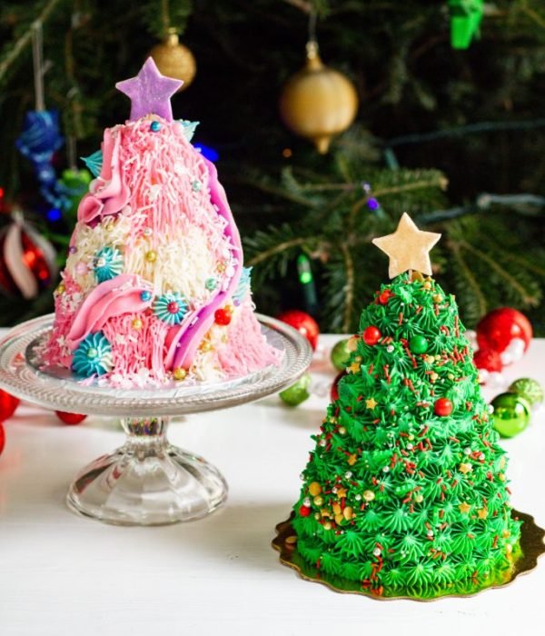 Christmas tree cake with sprinkles